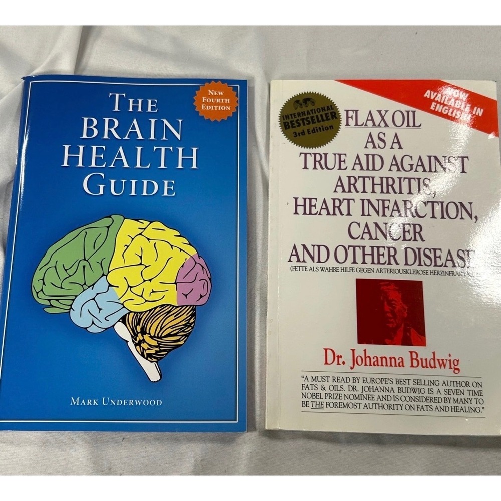 Brain Health Guide Mark Underwood & Flax Oil Johanna Budwig Health Book Bundle